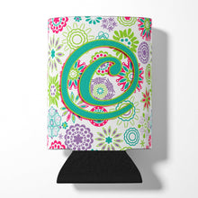 Load image into Gallery viewer, Letter C Flowers Pink Teal Green Initial Can or Bottle Hugger CJ2011-CCC