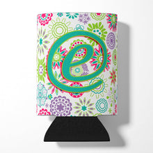 Load image into Gallery viewer, Letter E Flowers Pink Teal Green Initial Can or Bottle Hugger CJ2011-ECC