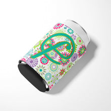 Load image into Gallery viewer, Letter F Flowers Pink Teal Green Initial Can or Bottle Hugger CJ2011-FCC