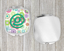 Load image into Gallery viewer, Letter G Flowers Pink Teal Green Initial Compact Mirror – Stylish Purse Mirror with Artistic Covers CJ2011-GSCM
