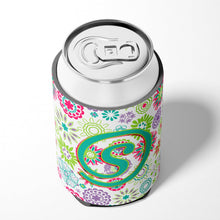 Load image into Gallery viewer, Letter S Flowers Pink Teal Green Initial Can or Bottle Hugger CJ2011-SCC