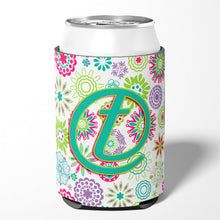 Load image into Gallery viewer, Letter T Flowers Pink Teal Green Initial Can or Bottle Hugger CJ2011-TCC