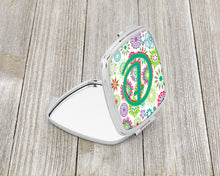 Load image into Gallery viewer, Letter T Flowers Pink Teal Green Initial Compact Mirror – Stylish Purse Mirror with Artistic Covers CJ2011-TSCM