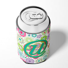 Load image into Gallery viewer, Letter U Flowers Pink Teal Green Initial Can or Bottle Hugger CJ2011-UCC