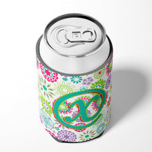 Load image into Gallery viewer, Letter X Flowers Pink Teal Green Initial Can or Bottle Hugger CJ2011-XCC