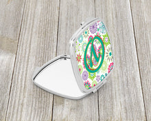 Load image into Gallery viewer, Letter Y Flowers Pink Teal Green Initial Compact Mirror – Stylish Purse Mirror with Artistic Covers CJ2011-YSCM
