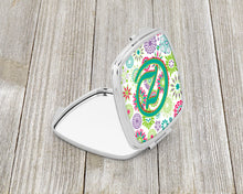 Load image into Gallery viewer, Letter Z Flowers Pink Teal Green Initial Compact Mirror – Stylish Purse Mirror with Artistic Covers CJ2011-ZSCM