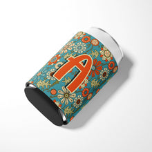 Load image into Gallery viewer, Letter A Flowers Retro Blue Can or Bottle Hugger CJ2012-ACC