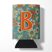 Load image into Gallery viewer, Letter B Flowers Retro Blue Can or Bottle Hugger CJ2012-BCC