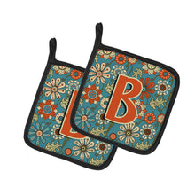 Load image into Gallery viewer, Letter B Flowers Retro Blue Pot Holders - Set of 2 - Heat-Resistant Kitchen Essentials CJ2012-BPTHD