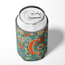 Load image into Gallery viewer, Letter C Flowers Retro Blue Can or Bottle Hugger CJ2012-CCC