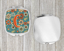 Load image into Gallery viewer, Letter C Flowers Retro Blue Compact Mirror – Stylish Purse Mirror with Artistic Covers CJ2012-CSCM