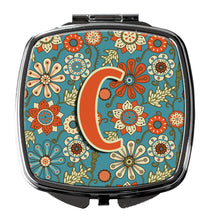 Load image into Gallery viewer, Letter C Flowers Retro Blue Compact Mirror – Stylish Purse Mirror with Artistic Covers CJ2012-CSCM