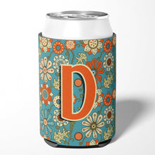 Load image into Gallery viewer, Letter D Flowers Retro Blue Can or Bottle Hugger CJ2012-DCC