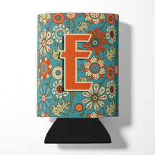 Load image into Gallery viewer, Letter E Flowers Retro Blue Can or Bottle Hugger CJ2012-ECC