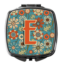 Load image into Gallery viewer, Letter E Flowers Retro Blue Compact Mirror – Stylish Purse Mirror with Artistic Covers CJ2012-ESCM