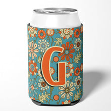 Load image into Gallery viewer, Letter G Flowers Retro Blue Can or Bottle Hugger CJ2012-GCC