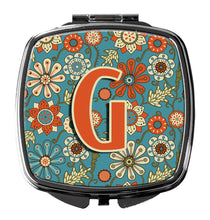 Load image into Gallery viewer, Letter G Flowers Retro Blue Compact Mirror – Stylish Purse Mirror with Artistic Covers CJ2012-GSCM