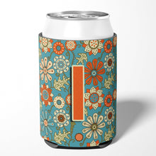 Load image into Gallery viewer, Letter I Flowers Retro Blue Can or Bottle Hugger CJ2012-ICC