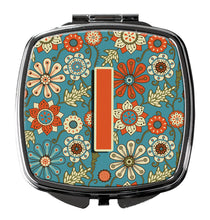 Load image into Gallery viewer, Letter I Flowers Retro Blue Compact Mirror – Stylish Purse Mirror with Artistic Covers CJ2012-ISCM