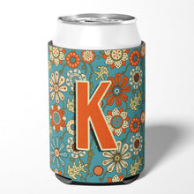 Load image into Gallery viewer, Letter K Flowers Retro Blue Can or Bottle Hugger CJ2012-KCC