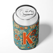 Load image into Gallery viewer, Letter K Flowers Retro Blue Can or Bottle Hugger CJ2012-KCC