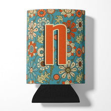 Load image into Gallery viewer, Letter N Flowers Retro Blue Can or Bottle Hugger CJ2012-NCC