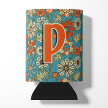 Load image into Gallery viewer, Letter P Flowers Retro Blue Can or Bottle Hugger CJ2012-PCC