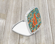 Load image into Gallery viewer, Letter P Flowers Retro Blue Compact Mirror – Stylish Purse Mirror with Artistic Covers CJ2012-PSCM