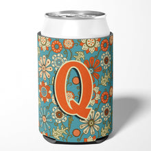 Load image into Gallery viewer, Letter Q Flowers Retro Blue Can or Bottle Hugger CJ2012-QCC