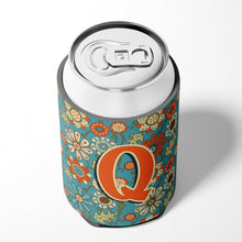 Load image into Gallery viewer, Letter Q Flowers Retro Blue Can or Bottle Hugger CJ2012-QCC