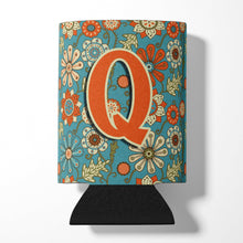 Load image into Gallery viewer, Letter Q Flowers Retro Blue Can or Bottle Hugger CJ2012-QCC