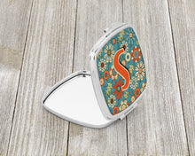 Load image into Gallery viewer, Letter S Flowers Retro Blue Compact Mirror – Stylish Purse Mirror with Artistic Covers CJ2012-SSCM