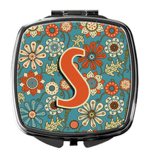 Load image into Gallery viewer, Letter S Flowers Retro Blue Compact Mirror – Stylish Purse Mirror with Artistic Covers CJ2012-SSCM