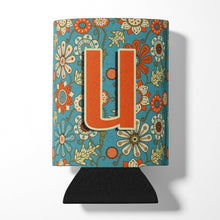 Load image into Gallery viewer, Letter U Flowers Retro Blue Can or Bottle Hugger CJ2012-UCC