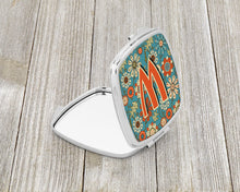 Load image into Gallery viewer, Letter W Flowers Retro Blue Compact Mirror – Stylish Purse Mirror with Artistic Covers CJ2012-WSCM