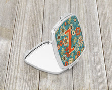 Load image into Gallery viewer, Letter Z Flowers Retro Blue Compact Mirror – Stylish Purse Mirror with Artistic Covers CJ2012-ZSCM