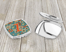 Load image into Gallery viewer, Letter Z Flowers Retro Blue Compact Mirror – Stylish Purse Mirror with Artistic Covers CJ2012-ZSCM