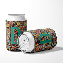 Load image into Gallery viewer, Letter D Retro Tribal Alphabet Initial Can or Bottle Hugger CJ2013-DCC