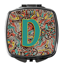 Load image into Gallery viewer, Letter D Retro Tribal Alphabet Initial Compact Mirror – Stylish Purse Mirror with Artistic Covers CJ2013-DSCM