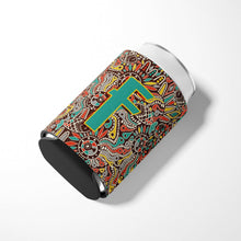 Load image into Gallery viewer, Letter F Retro Tribal Alphabet Initial Can or Bottle Hugger CJ2013-FCC