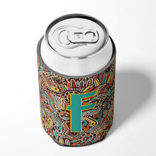 Load image into Gallery viewer, Letter F Retro Tribal Alphabet Initial Can or Bottle Hugger CJ2013-FCC