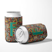 Load image into Gallery viewer, Letter F Retro Tribal Alphabet Initial Can or Bottle Hugger CJ2013-FCC