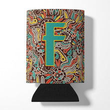Load image into Gallery viewer, Letter F Retro Tribal Alphabet Initial Can or Bottle Hugger CJ2013-FCC