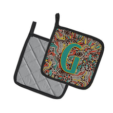 Load image into Gallery viewer, Letter G Retro Tribal Alphabet Initial Pot Holders - Set of 2 - Heat-Resistant Kitchen Essentials CJ2013-GPTHD