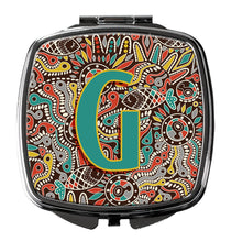 Load image into Gallery viewer, Letter G Retro Tribal Alphabet Initial Compact Mirror – Stylish Purse Mirror with Artistic Covers CJ2013-GSCM