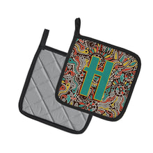 Load image into Gallery viewer, Letter H Retro Tribal Alphabet Initial Pot Holders - Set of 2 - Heat-Resistant Kitchen Essentials CJ2013-HPTHD
