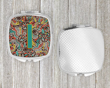 Load image into Gallery viewer, Letter I Retro Tribal Alphabet Initial Compact Mirror – Stylish Purse Mirror with Artistic Covers CJ2013-ISCM