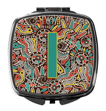 Load image into Gallery viewer, Letter I Retro Tribal Alphabet Initial Compact Mirror – Stylish Purse Mirror with Artistic Covers CJ2013-ISCM