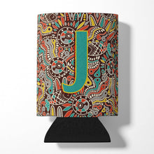 Load image into Gallery viewer, Letter J Retro Tribal Alphabet Initial Can or Bottle Hugger CJ2013-JCC